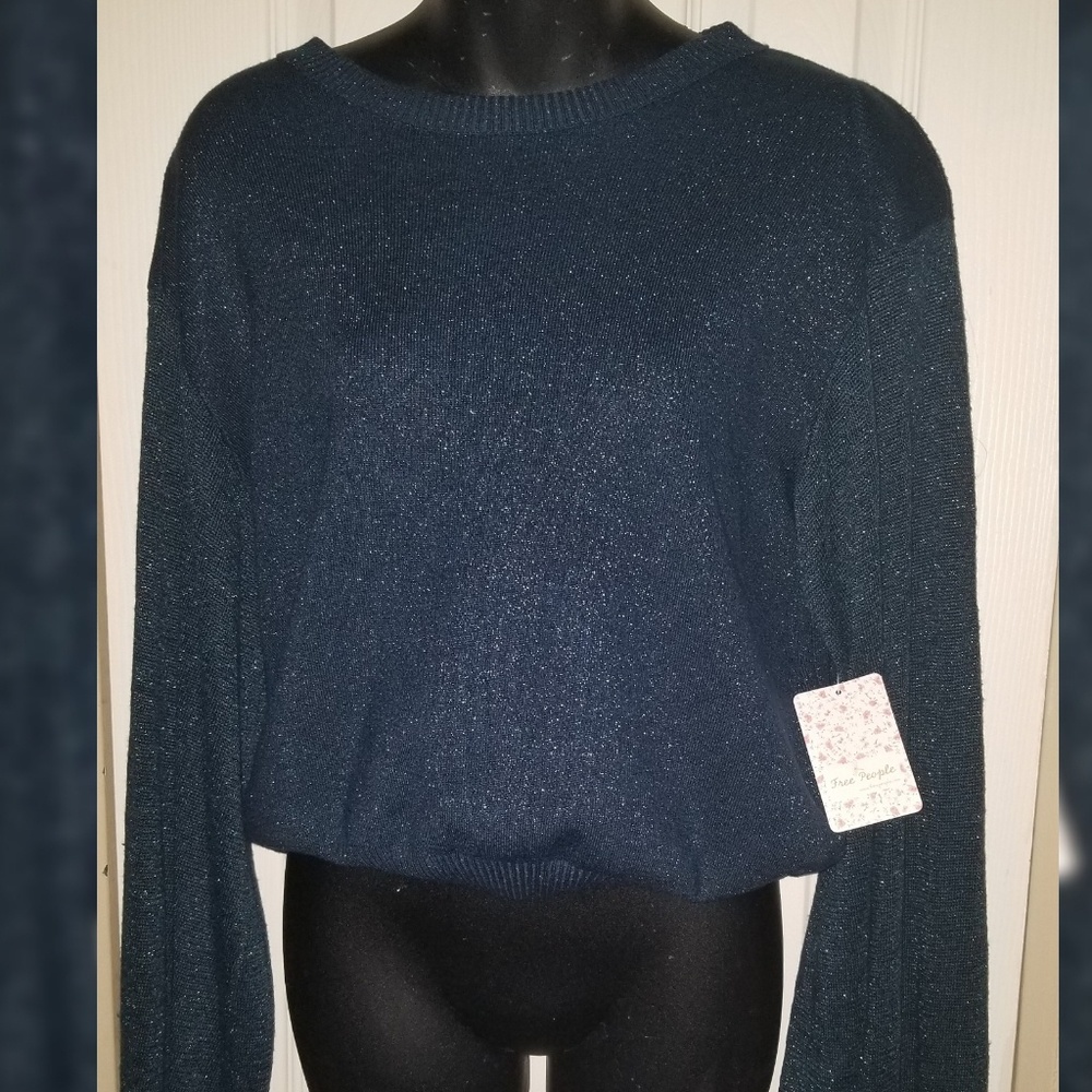 NWT FREE PEOPLE CROP GLITTER SWEATER